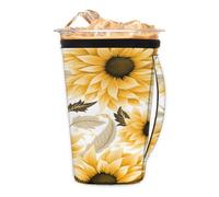 Sunlight Sunflowers - Manicotto riutilizzabile per caffè ghiacciato con manico, portabicchieri isolato in neoprene per bevande fredde, tazza da caffè accogliente, adatta a tazze, bicchieri, tazze da