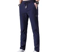 Sunlighty Deniluxe Pantaloni da uomo, pantaloni leggeri con elastico in vita, pantaloni da jogging da uomo, pantaloni elasticizzati ad asciugatura rapida in seta ghiaccio, Blu, 3XL