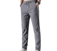 Sunlighty Deniluxe Pantaloni da uomo, pantaloni leggeri con elastico in vita, pantaloni da jogging da uomo, pantaloni elasticizzati ad asciugatura rapida in seta ghiaccio, grigio, XL