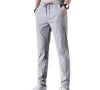 Sunlighty Deniluxe Pantaloni da uomo, pantaloni leggeri con elastico in vita, pantaloni da jogging da uomo, pantaloni elasticizzati ad asciugatura rapida in seta ghiaccio, Grigio chiaro, M