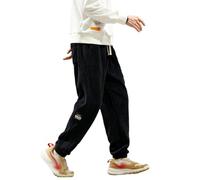 Sunlighty Pantaloni da jogging da uomo in velluto a coste, pantaloni cargo casual con elastico in vita, pantaloni della tuta affusolati con tasche, pantaloni lunghi, Blu, M