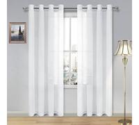 SUNLIMEI Tende per Interni 70 x 90 cm Moderne con Anelli Tende Voile Semi Trasparenti Decorazioni per La Casa, Eleganti Belle per Balcone Finestra Soggiorno, Bianco