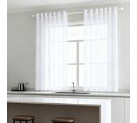 SUNLIMEI Tende Trasparenti per Interni 60 x 92 cm Moderne con Anelli Tenda Trasparente Decorazioni per La Casa, Eleganti Belle per Camera da Letto e Soggiorno, Bianco