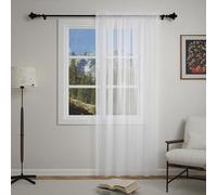SUNLIMEI Tende Trasparenti per Interni 90 x 165 cm con Manicotto Dell'Asta Moderne Tende Finestre Voile Eleganti Belle, Decorazioni per La Casa per Soggiorno e Camera da Letto, Bianco