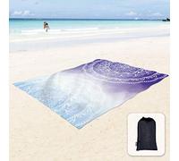 Sunlit Coperta da spiaggia morbida e setosa, tappetino a prova di sabbia con tasche angolari 215 x 183 cm, borsa a rete, feste in spiaggia, viaggi, campeggio e festival musicali all'aperto, design con