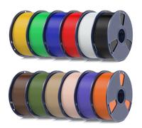 SUNLU 12KG PLA+2.0 Filamento per stampante 3D, Bobina da 1kg, 12KG in Totale, Nero+Bianco+Rosso+Blu Klein+Verde+Giallo Vivo+Arancione Sole+Viola Lavanda+Beige+Legno(Rovere)+Verde Oliva+Marrone Caffè