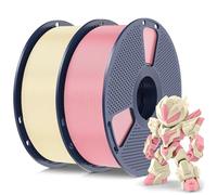 SUNLU 1KG*2 Macaron PLA Meta Filamento, 2KG PLA 3D Filamento 1,75mm, Più Resistente Filamento 3D, 1KG per Rocchetto,Totale 2kg, Crema Bianco+Rosa Sakura