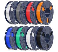 SUNLU 250G*8 PLA+ Filament Pacchetto, Filamento per stampante 3D PLA PLUS Robusto da 1,75mm, 250G per Bobina, 8 Rotoli, Nero+Bianco+Grigio+Trasparente+Rosso+Blu+Verde+Arancione