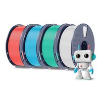 SUNLU 4KG Macaron PLA Meta Filament Bundle, PLA Filamento 3D Avvolto in Modo Ordinato più Resistente, 4kg in Totale, 1KG per Bobina, Bianco+Verde Menta+Azzurro+Rosso Ciliegia