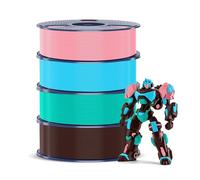 SUNLU 4KG PETG Filament 1,75 mm, Pacchetto di Dilamento per Stampante 3D, Resistenza Migliorata e Alta Resistenza Agli Urti, 1 kg per Bobina, 4 Rotoli, Cioccolato+Azzurro Cielo+Verde Menta+Rosa Sakura