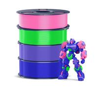 SUNLU 4KG PETG Filament 1,75 mm, Pacchetto di Dilamento per Stampante 3D, Resistenza Migliorata e Alta Resistenza Agli Urti, 1 kg per Bobina, 4 Rotoli, Rosa+Viola Lavanda+Blu Klein+Verde