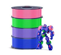 SUNLU 4KG PETG Filament 1,75 mm, Pacchetto di Dilamento per Stampante 3D, Resistenza Migliorata e Alta Resistenza Agli Urti, Filamento per Stampa 3D, 1 kg per Bobina, 4 Rotoli, Rosa+Viola+Blu+Verde