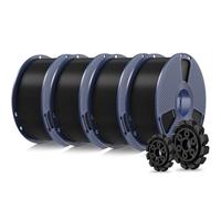 SUNLU 4KG PLA+2.0 Filament Bundle, Filamento PLA Plus di Aggiornamento per stampante 3D, Bobina da 1kg, 4KG in Totale, Nero