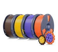 SUNLU 4KG PLA+2.0 Filamento per stampante 3D, Filamento PLA Plus di Aggiornamento, Bobina da 1kg, 4KG in Totale, Arancione sole+Viola lavanda+Giallo vivace+Marrone caffè