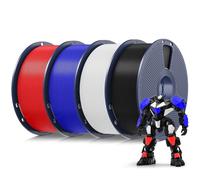 SUNLU 4KG PLA Filamento Stampante 3D, Filamento PLA 1.75mm per Stampante 3D, Adatto Alla Maggior Parte Delle Stampanti FDM, Bobina da 1KG, 4 Pack total. (Nero+Bianco+Blu Klein+Rosso)