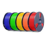 SUNLU 5KG PL Filamento, Filamento per Stampante 3D PLA Plus, Filamento PLA Plus Resistente, Bobina da 1kg, 5 Rotoli, Rosso+Blu Klein+Verde+Giallo Vivo+Arancione Soleggiato