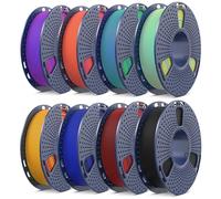 SUNLU Bicolore Filamento Opaco PLA 1.75mm 2KG , PLA Filamento per Stampanti 3D Matte con Sfumatura a 2 Colori, Confezionato Singolarmente, 0.25KG/Bobina, 8 Bobine (1 Nero + 7 Bicolori)