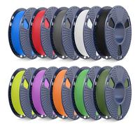 SUNLU Bundle 10 Colori Filamento PLA Opaco 1.75mm, Filamento PLA Opaco per Stampanti 3D, 250g/Bobina, Totale 2.5kg, Nero+Bianco+Grigio+Rosso+Blu+Verde+Giallo Fluorescente+Arancione+Viola+Verde Oliva