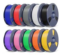 SUNLU Bundle 10KG Filamento PLA Plus Multicolore per Stampanti 3D, Filamento PLA+ 1.75mm, 1kg/Bobina, 10 Bobine,Nero+Bianco+Grigio+Rosso+Blu Klein+Verde+Giallo brillante+Arancione+Viola Lavanda+Rosa