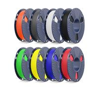 SUNLU Bundle Filamento PETG Rapido, Filamento per Stampanti 3D Alta Velocità 30-600mm/s, 1.75mm ±0.02mm, 0.25kg/Bobina, Totale 2kg, Nero+Bianco+Grigio+Rosso+Blu+Verde+Giallo+Arancione