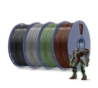SUNLU Filamento ABS da 4 kg, 1,75 mm, filamento per stampante 3D, filamento di stampa 3D, ad alta temperatura, ad alta resistenza, resistente agli urti, 1 kg per bobina, 4 rotoli, nero+grigio+verde