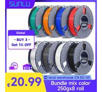 SUNLU Filamento di seta PLA+/PETG/S seta arcobaleno/legno/PLA colore misto 250 g/rotolo 1,75 mm Fascio ordinato imballato singolarmente sottovuoto