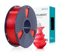 SUNLU Filamento PL 1.75mm per Stampante 3D e Penne 3D, Filamento PLA Plus 1KG,Neatly Wound, Buona tenacità, Precisione di Tolleranza del Filamento +/- 0.02mm,Trasparente Rosso