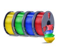 SUNLU Filamento PLA+ 4KG, Filamento PLA Plus per Stampanti 3D 1.75mm ±0.02mm, Maggiore Tenacità, 1kg/Bobina, 4 Bobine, Rosso Trasparente+Blu Trasparente+Verde Trasparente+Giallo Trasparente