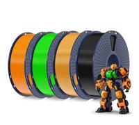 SUNLU Filamento PLA Plus 4KG, 1.75mm Filamento PLA+ per Stampante 3D, Elevata Tenacità Filamento per Stampa 3D PLA Plus, 1KG/Bobina, Confezione da 4, Nero+Oro+Arancio+Verde