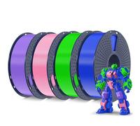SUNLU Filamento PLA Plus 4KG, 1.75mm Filamento PLA+ per Stampante 3D, Elevata Tenacità Filamento per Stampa 3D PLA Plus, 1KG/Bobina, Confezione da 4, Rosa+Viola+Blu+Verde