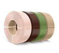 SUNLU PLA filamento refill 1,75mm,per Bamboo e filamento per stampante 3D SUNLU PLA di terza generazione, bobine riutilizzabili,1 kg per bobina,confezione da 4,(Beige+Marrone+Verde Oliva+Quercia)