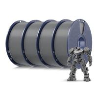 SUNLU Set di Filamenti PLA Multicolore, Filamento per Stampante 3D PLA 1,75 mm +/- 0,02 mm, Facile da Usare, Compatibile con la Maggior Parte delle Stampanti 3D FDM, Bobina da 1 kg, 4 Pezzi (4 Grigio)