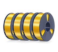 SUNLU Silk PLA+ Filament 1,75mm 4KG, Finitura Liscia e Setosa per Stampante 3D, Buona Resa Colore, Filamento per Stampa 3D, 1 kg per Bobina, 4 Rotoli, SILK Oro Chiaro x4