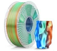 SUNLU Silk PLA Plus Filamento per stampante 3D, filamento PLA+ Lucido a Triplo Colore da 1.75mm, 360° Svela Vari Colori, Precisione Dimensionale +/- 0.02mm, Bobina da 1kg, Arancione Blu Verde