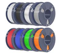 SUNLU TPU Pacchetto filamenti, filamento per stampante 3D TPU 95A ad alta velocità, bobina da 250 g, 8 rotoli, 2 kg in totale,(nero+bianco+grigio+rosso+trasparente+blu+verde+arancione).