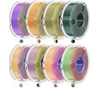 SUNLUSilk PLA Plus Filamento Bundle, Silk PLA PLUS Multicolor per Stampante 3D, 360° Svela VariColore, Bobine da 0,25kg, Filamento Due/Tre Colori*8, 2kg in Totale