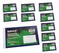 Sunlux Blocco Ricevute Generiche a Duplice Copia - 10 Pezzi x 50 Moduli, Ricevute Commerciali Autocopiante per Pagamenti, Fatture, Noleggi, Lavori