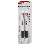 SUNLUX Penna a sfera multicolor, confezione da 2, 4 colori in uno, punta 1.0mm, grip antiscivolo