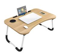 SUNLUX Tavolino da Letto Pieghevole in MDF 60x40 cm - Tavolo da Colazione con Porta Tablet e Smartphone, Design Ergonomico, Resistente all'Umidità - Ideale per PC, Colazione e Relax
