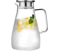 Sunmeit Brocca di vetro, caraffa d'acqua con coperchio, resistente al Borosilicato, bollitore di acqua calda e fredda condivisa, per latte, caffè