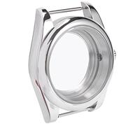 Sunmeit Cassa in acciaio inox lucido da 39 mm, vetro zaffiro compatibile con movimento NH35/NH35A NH36/NH35A, copertura posteriore trasparente, argento, trasparente