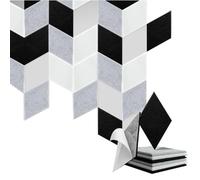 Sunmeit Confezione da 24 pannelli da parete autoadesivi a prova di suono, pannelli in schiuma austica austica, pannelli assorbenti acustici, decorazione da parete, casa, studio