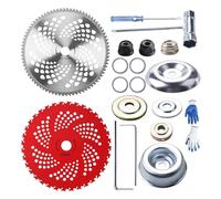 Sunmeit Lame per Decespugliatore con Punta da 10 Pollici X 80T e Lame con Punta In Carburo da 9 Pollici X 36 Denti con Kit Adattatore Universale Compatibile