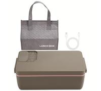 Sunmeit Lunch Box elettrico con riscaldamento, contenitore per il pranzo riscaldato, senza fili, ricaricabile, in acciaio inox 304 alimentare, 1 l, B