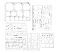 Sunmeit Modello circolare a 6 pezzi per disegnare, modelli di forme geometriche, righello di misurazione di cerchi e quadrati per disegnare casseforme da costruzione