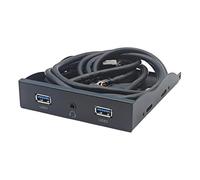 Sunmeit Pannello frontale per unità floppy USB3.2 Gen1 HD-Audio Bay per desktop da 3,5 pollici da 19 A 2 porte USB-A e connettore per cuffie