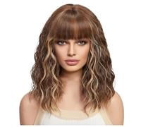 Sunmeit Parrucche Sintetiche Corte Ricce di Cenere Parrucche di Capelli Biondi per le Donne Parrucca Naturale per Cosplay Quotidiano-e