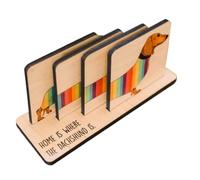 Sunmeit Set di 4 Sottobicchieri A Forma di Bassotto con Supporto, Set di Sottobicchieri In Legno A Forma di Cane Bassotto, Decorazione per Tavolo da Pranzo, Sottobicchieri A Tema Animale