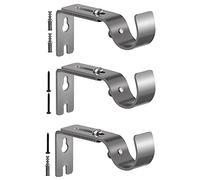 Sunmeit Supporti per asta per tenda in argento per parete, supporti per asta per tende pesanti per asta da 1 pollice con viti di installazione (3 pezzi)