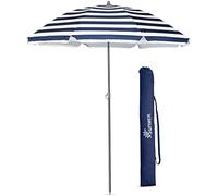 SUNMER - Ombrellone da Spiaggia da 1,8 m, Colore: Blu e Bianco